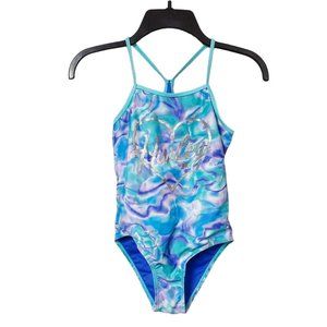Hurley Girls' One-Piece Swimsuit Blue Tie Dye, Size 7/8